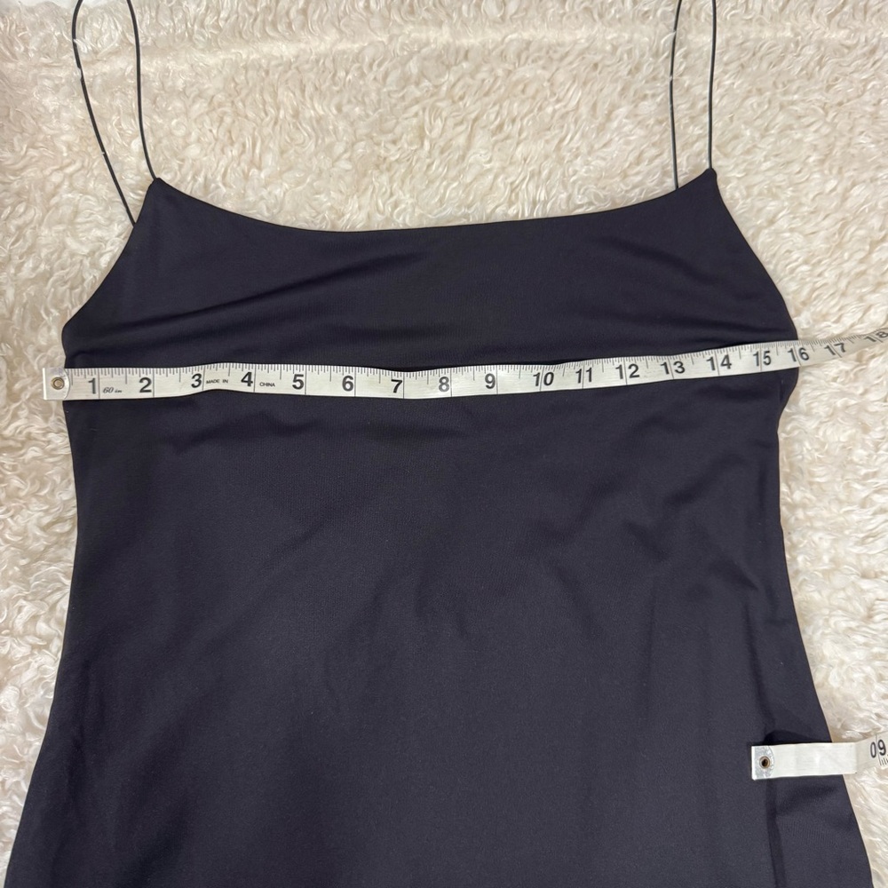 Meshki Women's Black Slip Dress Fitted Bodycon Low Back Slit Back Stretch Sz XL - Picture 6 of 11